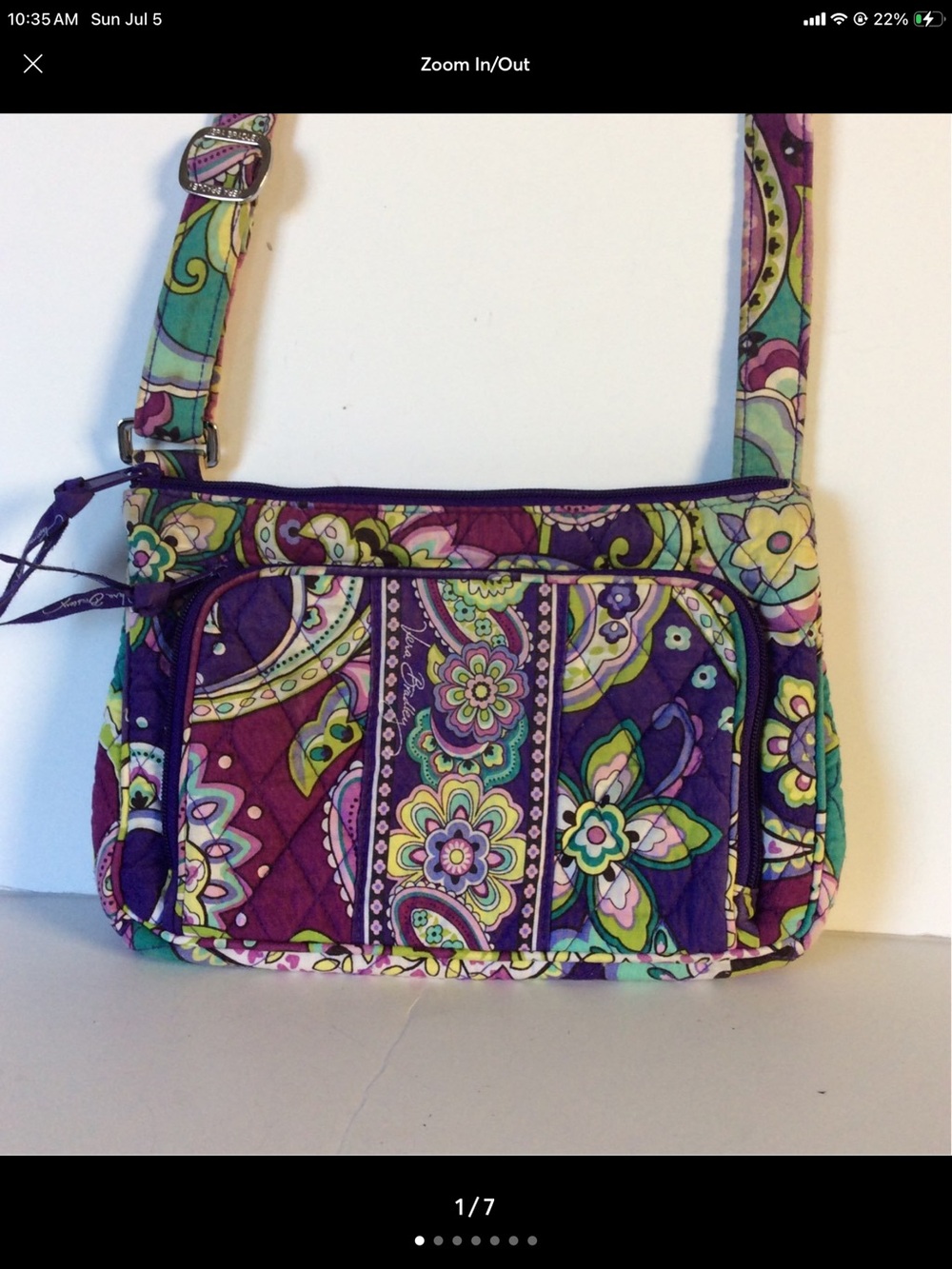 Vera Bradley Quilted Paisley Crossbody Bag in Purple and Teal